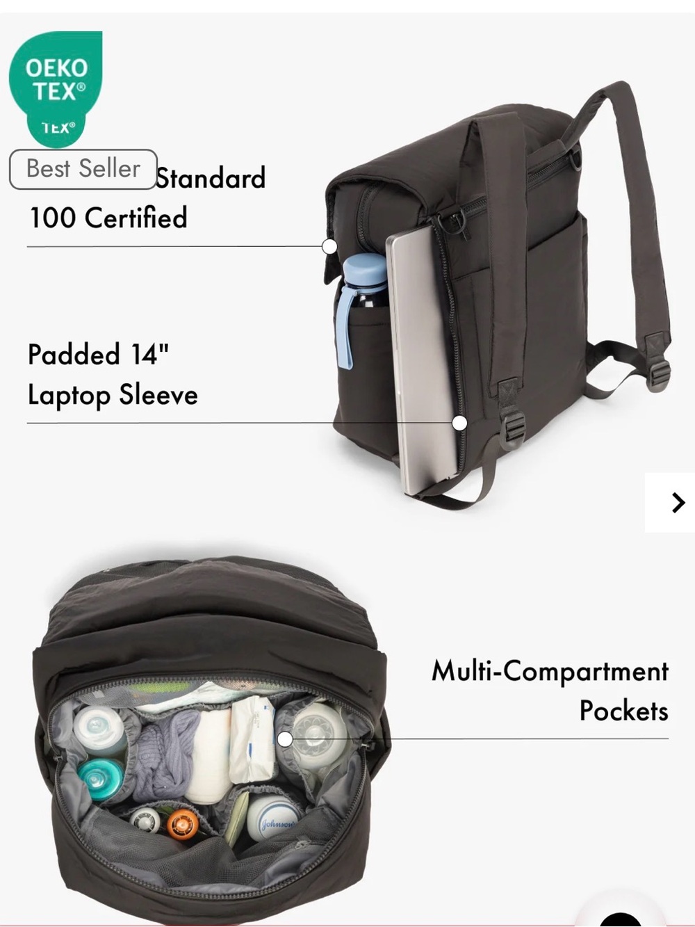 Calpak Black Diaper Backpack with Laptop Sleeve - Picture 2 of 6